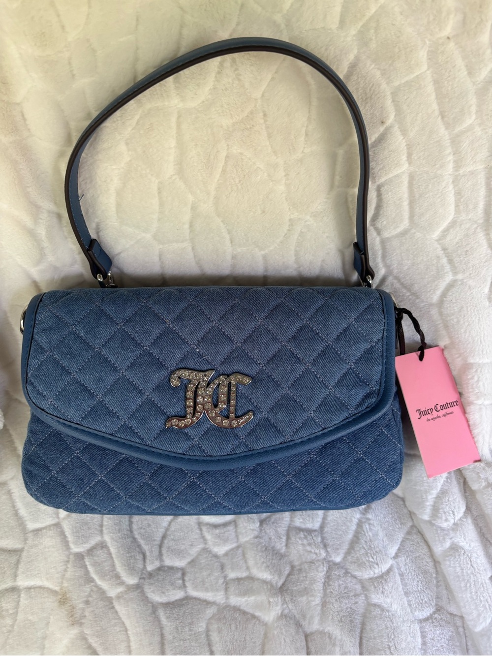 Juicy Couture Denim ‘Isn’t She Lovely Flap Shoulder’ Med Wash Handbag
